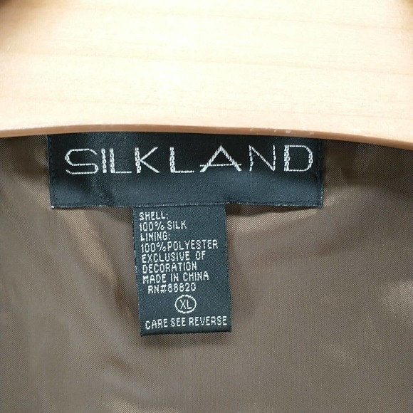 Silkland Women's Button-Up Jacket Brown XL Floral Embroidered Lined - Picture 10 of 13